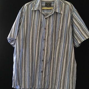 Fiend short sleeve blue gray white stripe shirt XL